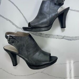Naturalizer Distant Metalic  Charcoal Peep-Toe Heels Size 9